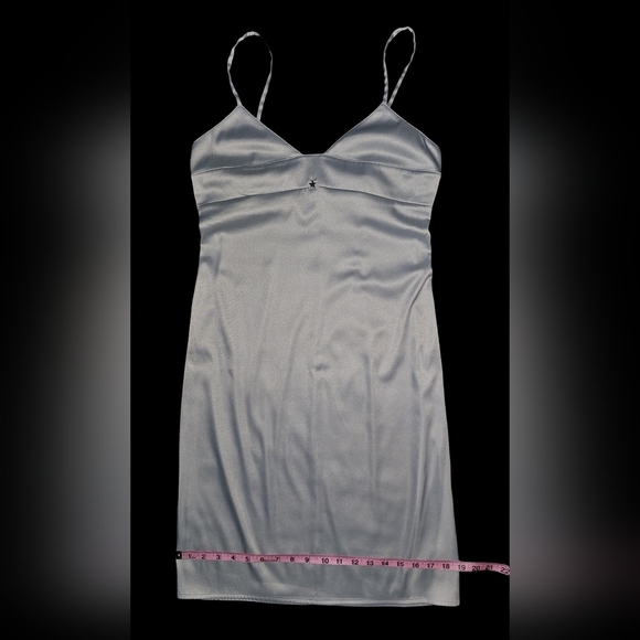 Tommy Hilfiger Y2K Slip Dress Silver Blue Satin Spaghetti Strap Sz S - Picture 5 of 16